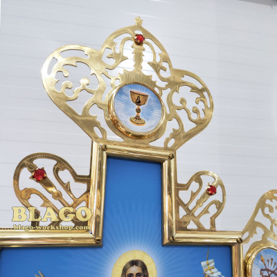 Крест запрестольный латунный с камнями двухсторонний №7, 60х80 см