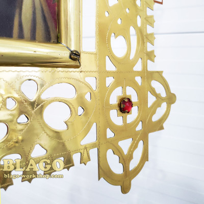 Ікона запрестольна латунна з камінням двостороння №5, 49х68 см