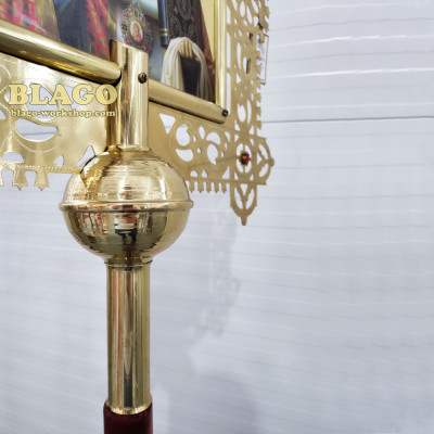 Ікона запрестольна латунна з камінням двостороння №5, 49х68 см