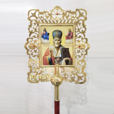 Икона запрестольная латунная с камнями двухсторонняя №4, 52х65 см