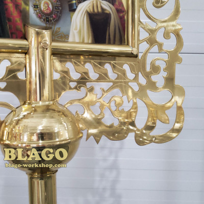 Икона запрестольная латунная с камнями двухсторонняя №4, 52х65 см