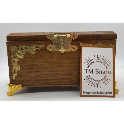 Крестильный ящик деревянный с металлической накладкой, 14х7х5 см
