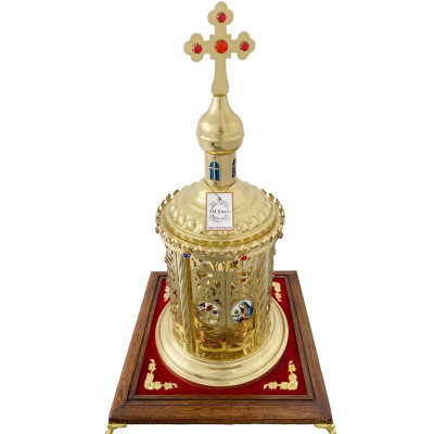 Дарохранительниця латунна з іконами, 28х57 см