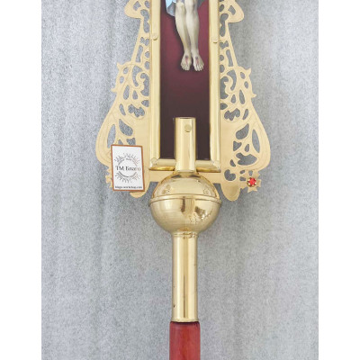 Крест запрестольный латунный с камнями двухсторонний №8, 75х95 см