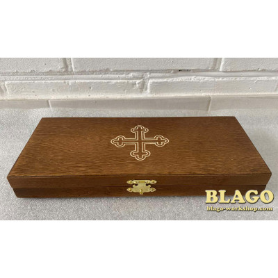 Liturgical spear set with wooden handles in a wooden case