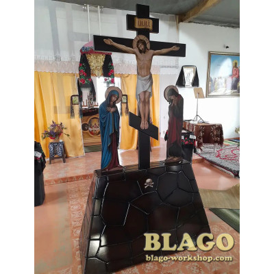 Голгофа напольная средняя с предстоящими, "Скорбь", 140х60х243 см