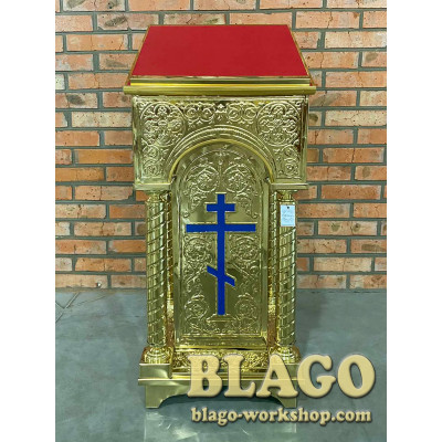 Аналой металевий з чеканкою (довгий прямий хрест), 45х45х110 см