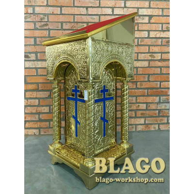 Аналой металевий з чеканкою (довгий прямий хрест), 45х45х110 см