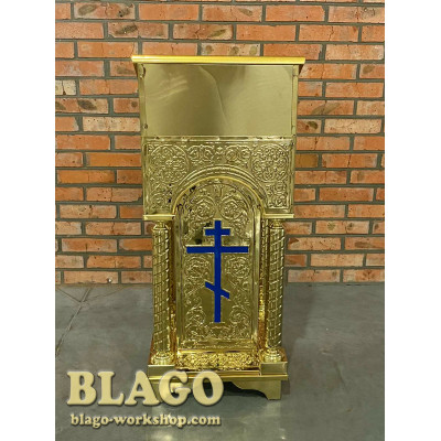 Аналой металевий з чеканкою (довгий прямий хрест), 45х45х110 см