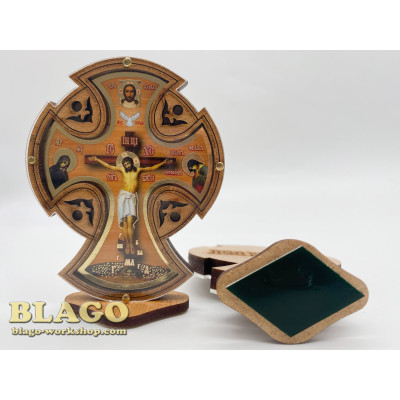 Хрест автомобільний дерев'яний (на липучці), 6х8 см