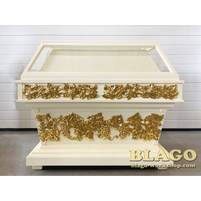 Tomb, carved wood with gilding, 120x70x100cm