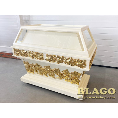 Tomb, carved wood with gilding, 120x70x100cm