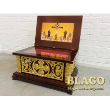Ark for particles of holy relics, wooden, carved with gilding, 66x46x35 cm