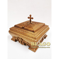 Ark for particles of holy relics wooden carved, 20x20x14 cm