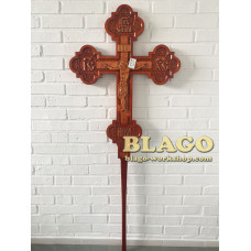 Крест выносной запрестольный деревянный резной фигурный, 66х4х160 см