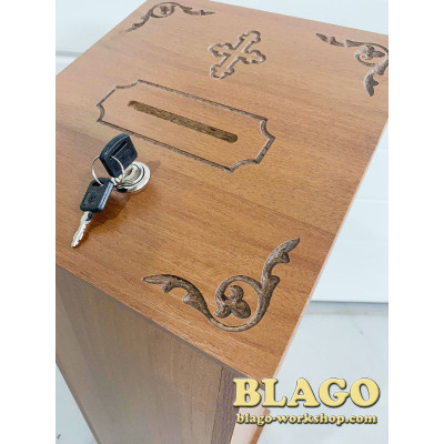 Church donation boxes and coinage decorated with embossed pattern, 23х25х79 cm Church donation boxes and coinage decorated with embossed pattern, 23х25х79 cm