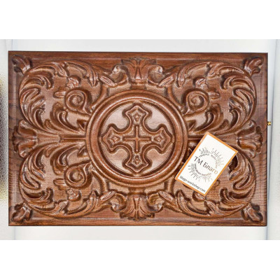 Wooden carved reliquary with a cross 30x20 cm