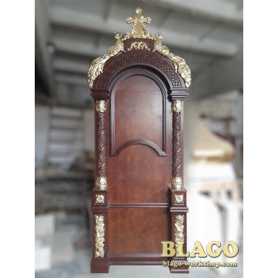 Floor standing wooden carved Kyoto with elements of imitation gilding, 340 cm