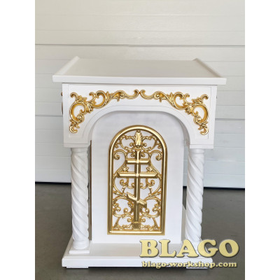 Аналой центральний (тетрапод) дерев'яний різьблений з елементами позолоти, 75х74х108 см