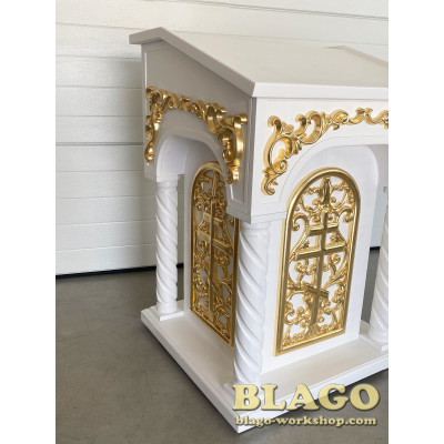 Аналой центральний (тетрапод) дерев'яний різьблений з елементами позолоти, 75х74х108 см
