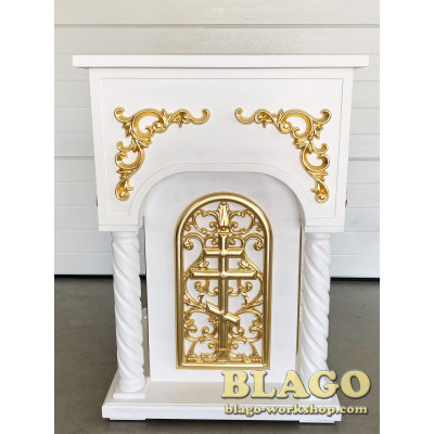 Аналой центральний (тетрапод) дерев'яний різьблений з елементами позолоти, 75х74х108 см
