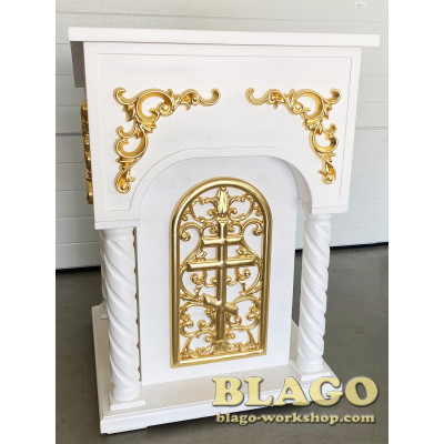 Аналой центральний (тетрапод) дерев'яний різьблений з елементами позолоти, 75х74х108 см
