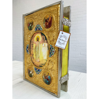 Євангеліє в металевому окладі на церковнослов'янській мові, 28х38 см