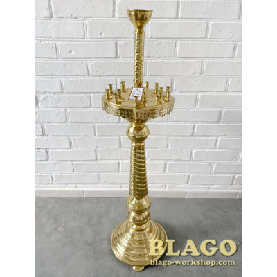 Підсвічник дитячий на 15 свічок 1 лампаду латунний, 95 см