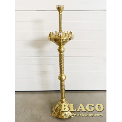 Підсвічник латунний на 24 свічки пряма ніжка, 32х135 см