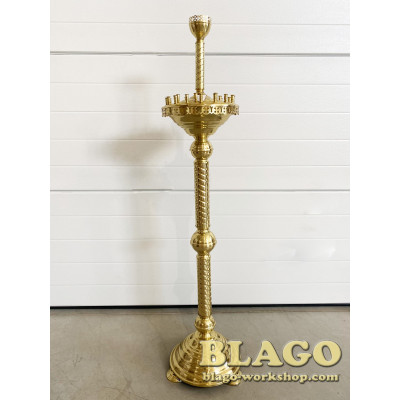 Підсвічник латунний на 24 свічки пряма ніжка, 32х135 см