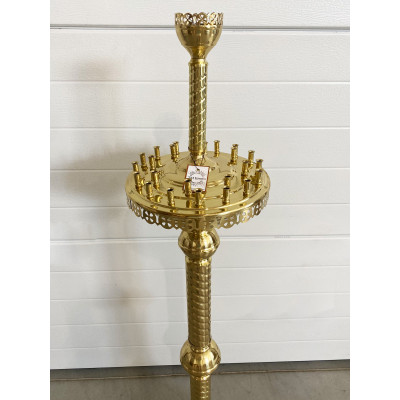 Підсвічник латунний на 24 свічки пряма ніжка, 32х135 см