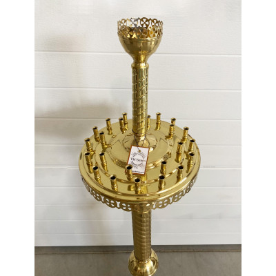 Підсвічник латунний на 24 свічки пряма ніжка, 32х135 см