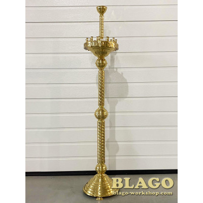 Підсвічник на 18 свічок 1 лампаду латунний, лакований, 27х132 см