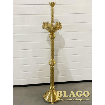 Підсвічник на 18 свічок 1 лампаду латунний, лакований, 27х132 см