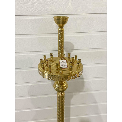 Підсвічник на 18 свічок 1 лампаду латунний, лакований, 27х132 см