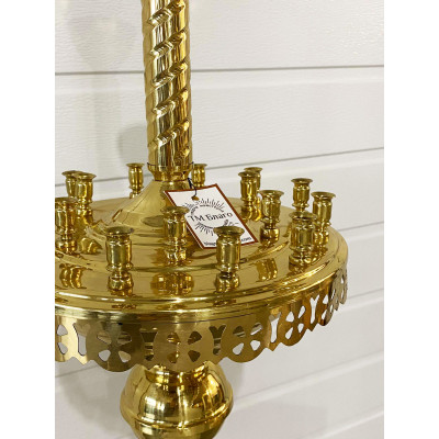 Підсвічник на 18 свічок 1 лампаду латунний, лакований, 27х132 см