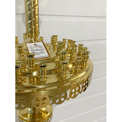 Підсвічник на 35 свічок 1 лампаду латунний, 31х31х140см