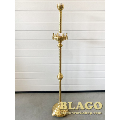 Candlestick brass for 6 candles and 1 lampada, 24x120 cm