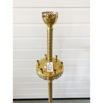 Candlestick brass for 6 candles and 1 lampada, 24x120 cm
