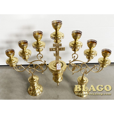 Семисвічник напрестольний великий на двох ніжках "Листок", 91х26х75 см