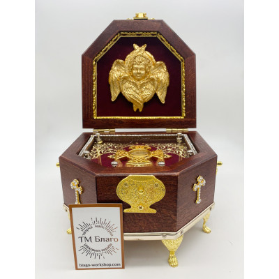 Ark for particles of holy relics wooden pentagonal, 15x22 cm