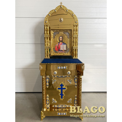 Icon stands with an icon of Savior, with cast inserts, 75х51х210 cm
