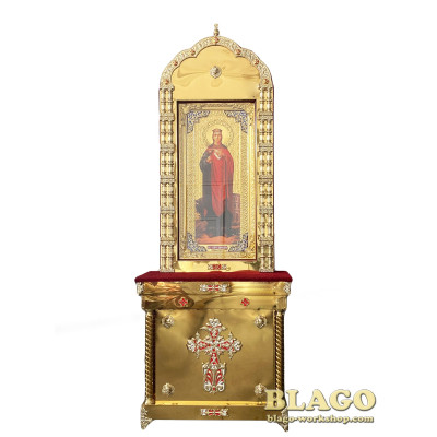 Кіот металевий з іконою Варвара, з литими вставками, 100х46х280 см