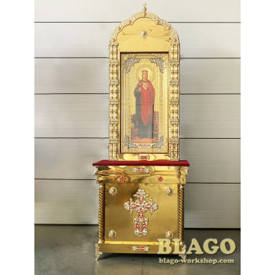 Кіот металевий з іконою Варвара, з литими вставками, 100х46х280 см