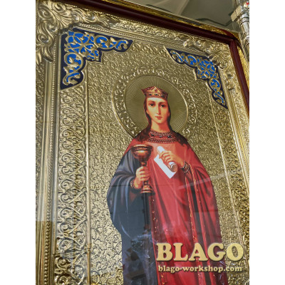 Кіот металевий з іконою Варвара, з литими вставками, 100х46х280 см