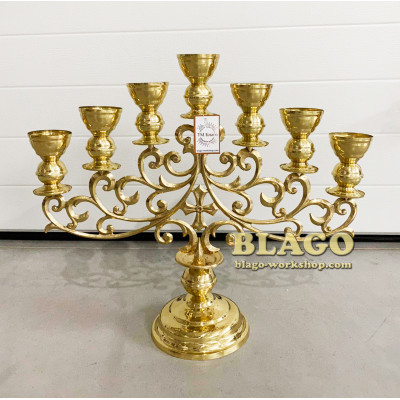 Семисвічник напрестольний малий з металевими лампадами, 52х46 см