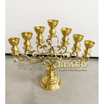 Семисвічник напрестольний малий з металевими лампадами, 52х46 см Семисвічник напрестольний малий з металевими лампадами, 52х46 см