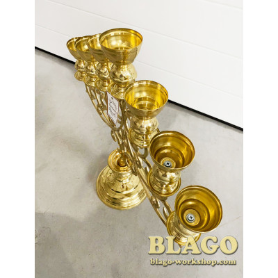 Семисвічник напрестольний малий з металевими лампадами, 52х46 см Семисвічник напрестольний малий з металевими лампадами, 52х46 см