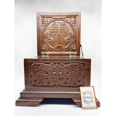 Ark wooden for holy relics,23х23х15,5 cm