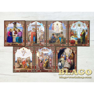 Open lectern case with glass (13 scenes), 29x33 cm